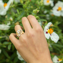 Load image into Gallery viewer, Posy Bloom Bee Ring, Silver &amp; Gold
