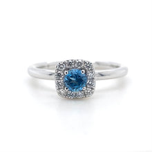 Load image into Gallery viewer, 18ct White Gold, 0.25ct Aquamarine &amp; Diamond Cluster Ring
