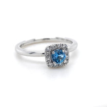 Load image into Gallery viewer, 18ct White Gold, 0.25ct Aquamarine &amp; Diamond Cluster Ring
