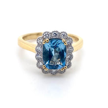 Load image into Gallery viewer, 18ct White &amp; Yellow Gold, 1.10ct Aquamarine &amp; Diamond Ring
