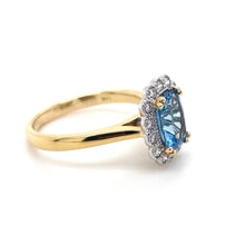 Load image into Gallery viewer, 18ct White &amp; Yellow Gold, 1.10ct Aquamarine &amp; Diamond Ring
