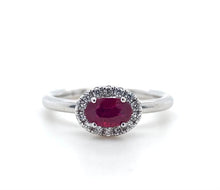 Load image into Gallery viewer, 18ct White Gold, 0.56ct Ruby &amp; Diamond Cluster Ring
