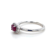 Load image into Gallery viewer, 18ct White Gold, 0.56ct Ruby &amp; Diamond Cluster Ring
