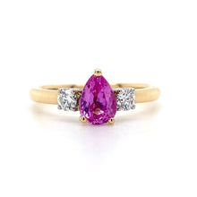 Load image into Gallery viewer, 18ct Yellow Gold, 0.96ct Pink Sapphire &amp; Diamond Trilogy Ring
