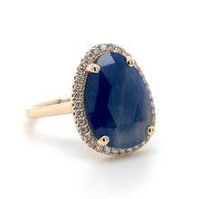 Load image into Gallery viewer, 9ct Yellow Gold, 4.73ct Stabilised Sapphire &amp; Diamond Cluster Ring
