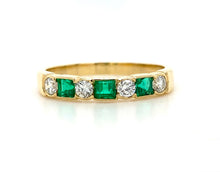 Load image into Gallery viewer, 18ct Yellow Gold, Emerald &amp; Diamond 7-Stone Ring
