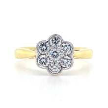 Load image into Gallery viewer, 18ct Yellow &amp; White Gold, 0.50ct Diamond &#39;Daisy&#39; Cluster Ring
