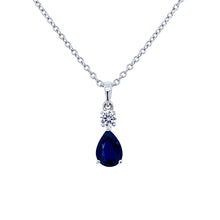 Load image into Gallery viewer, 18ct White Gold, 0.82ct Sapphire and Diamond Pendant
