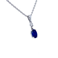 Load image into Gallery viewer, 9ct White Gold, 0.54ct Sapphire and Diamond Pendant
