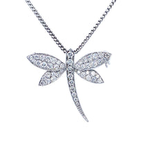 Load image into Gallery viewer, 18ct White Gold, Dragonfly Pendant &amp; Brooch
