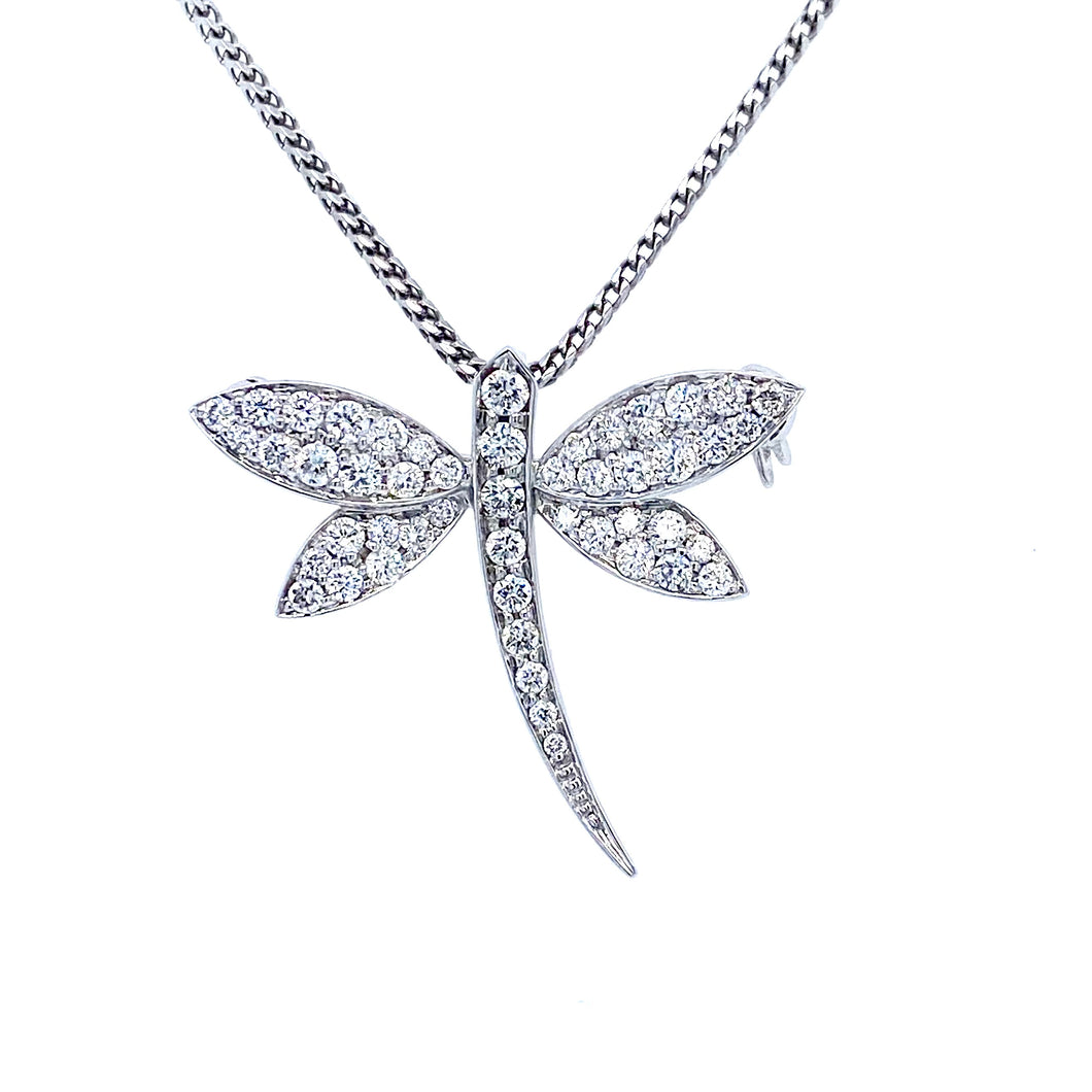 18ct White Gold, Dragonfly Pendant & Brooch