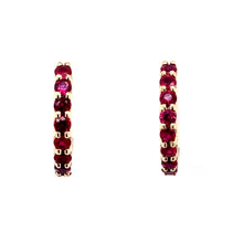 Load image into Gallery viewer, 9ct Yellow Gold, 0.48ct Ruby Hoop Earrings
