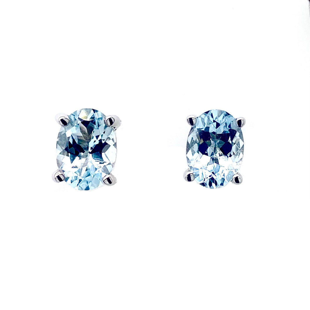 9ct White Gold, Aquamarine Earrings