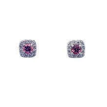 Load image into Gallery viewer, 18ct White Gold, Pink Tourmaline &amp; Diamond Cluster Earrings
