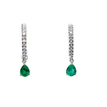 Load image into Gallery viewer, 18ct White Gold, Emerald &amp; Diamond Earrings
