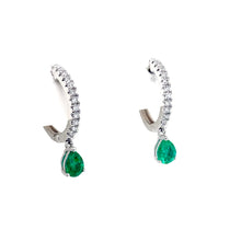 Load image into Gallery viewer, 18ct White Gold, Emerald &amp; Diamond Earrings
