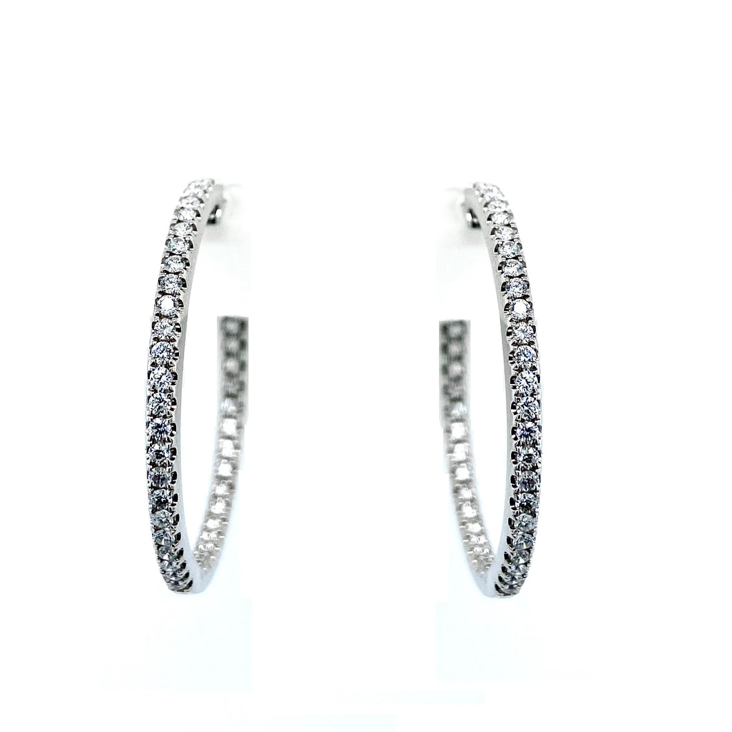 18ct White Gold, 0.93ct Diamond Hoop Earrings