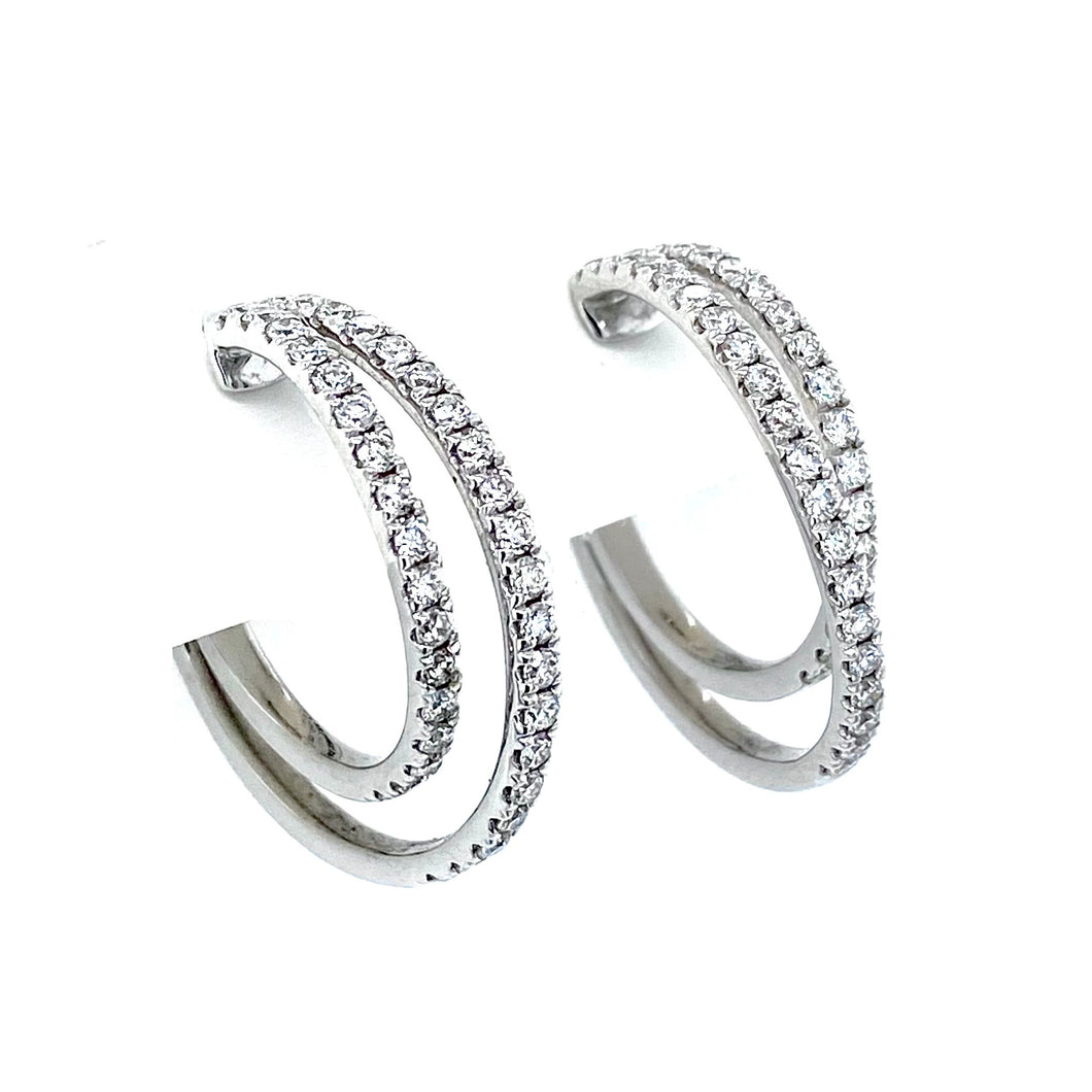 18ct White Gold, 0.55ct Diamond Double Hoop Earrings