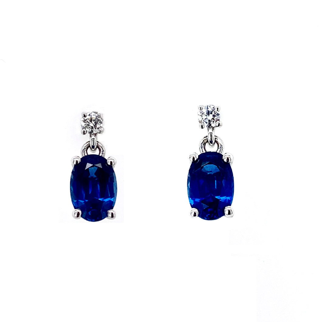 9ct White Gold, 1.30ct Sapphire & Diamond Earrings