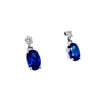 Load image into Gallery viewer, 9ct White Gold, 1.30ct Sapphire &amp; Diamond Earrings
