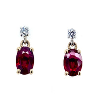 Load image into Gallery viewer, 9ct Yellow &amp; White Gold, 1.04ct Ruby &amp; Diamond Earrings
