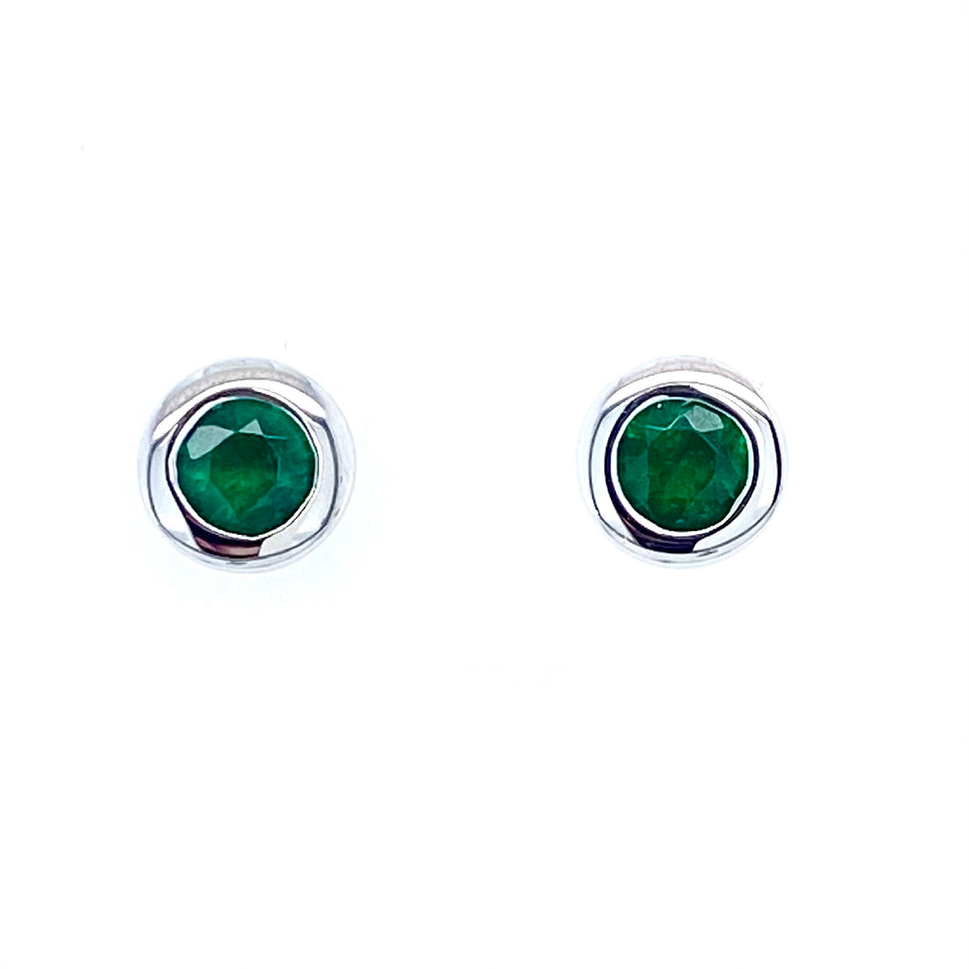 9ct White Gold, 0.32ct Emerald Stud Earrings