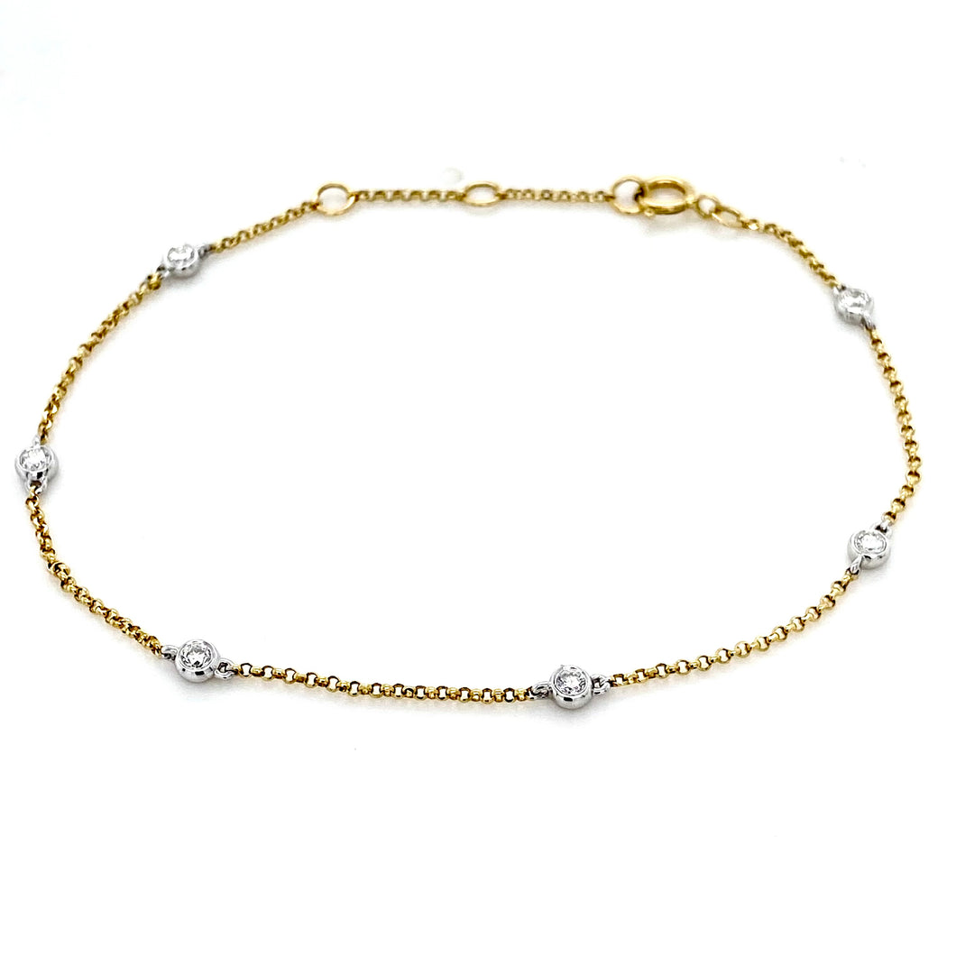 18ct Yellow & White Gold, 0.18ct Diamond Bracelet