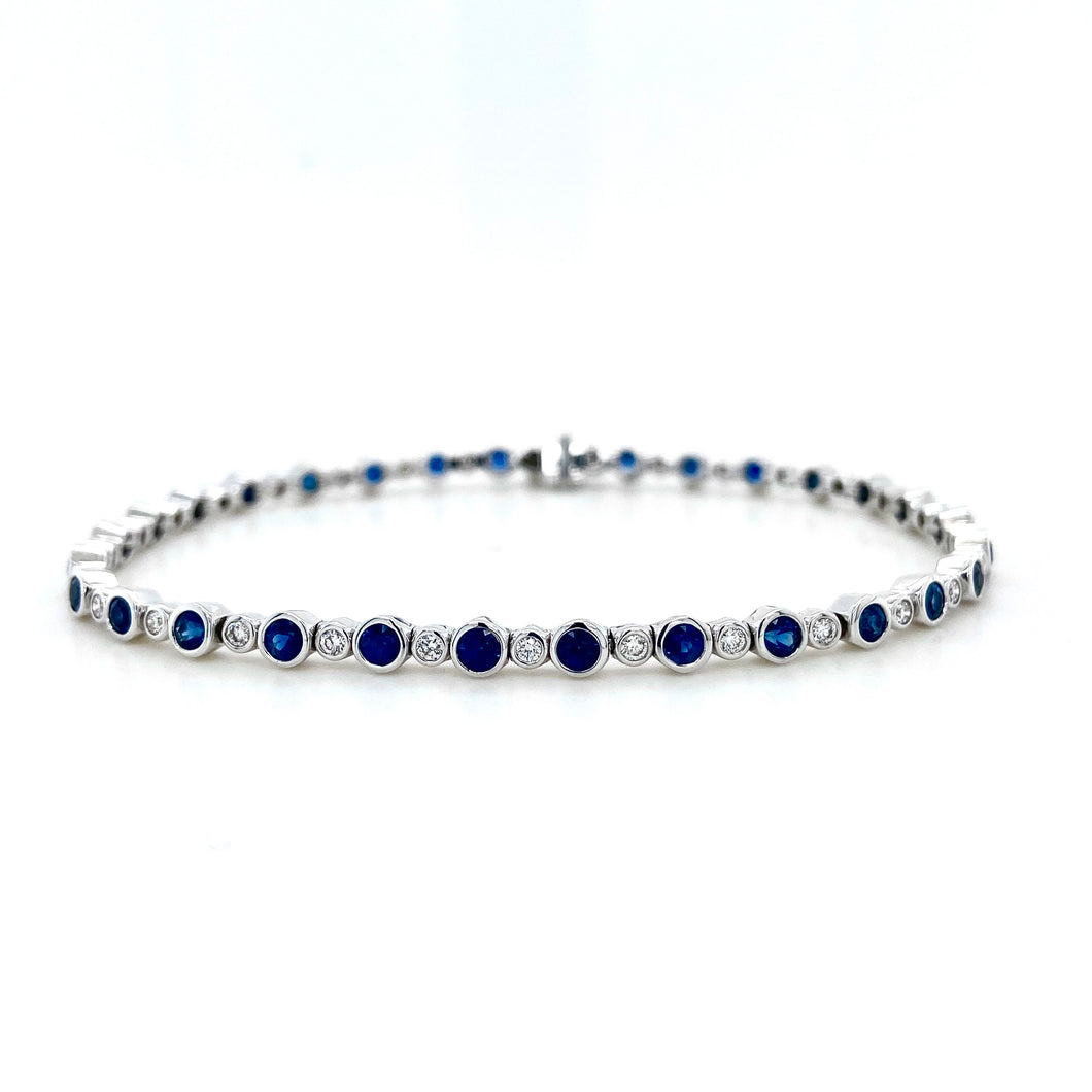 18ct White Gold, 3.19ct Sapphire & 0.60ct Diamond Bracelet