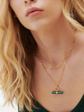 Load image into Gallery viewer, Protection T-Bar Malachite Necklace, Gold
