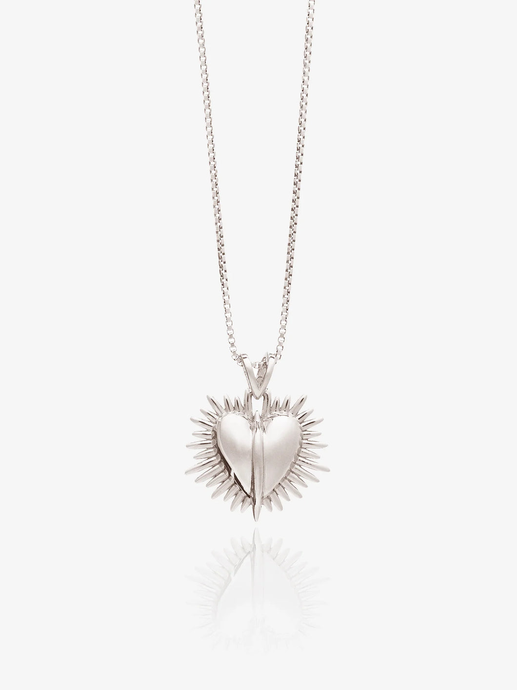 Electric Deco Heart Necklace, Silver