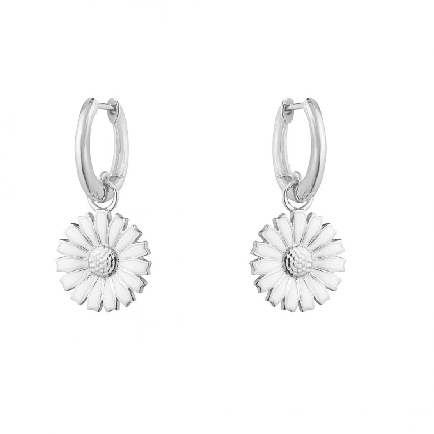 Daisy Drop Earrings, Sterling Silver & Enamel