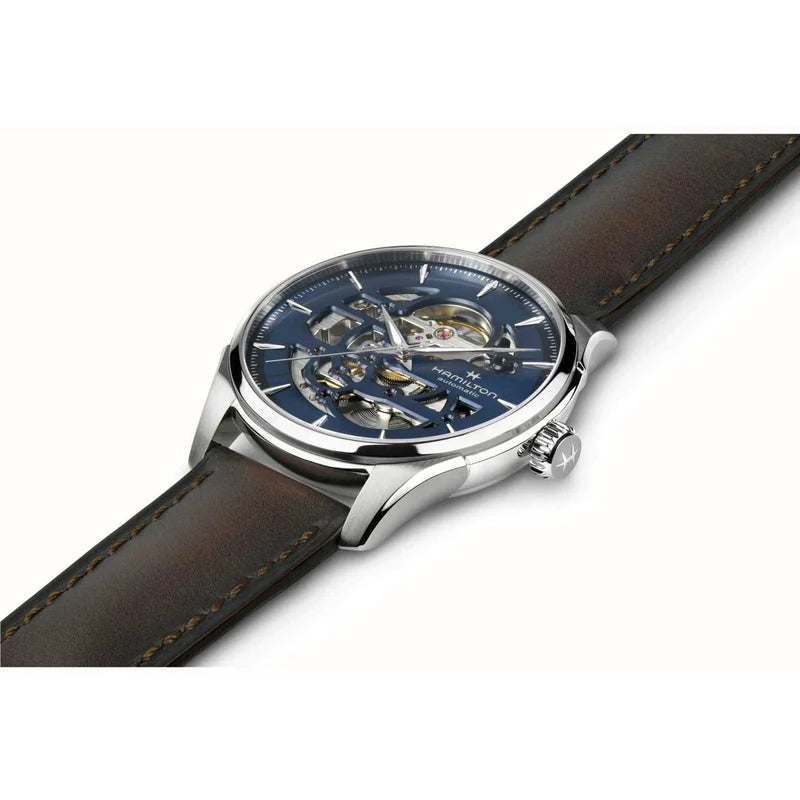 Jazzmaster Skeleton Auto, Blue Dial & Brown Leather Strap – Fitzgerald ...