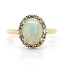 Load image into Gallery viewer, 18ct Yellow Gold, 1.21ct Opal &amp; Diamond Cluster Ring
