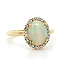 Load image into Gallery viewer, 18ct Yellow Gold, 1.21ct Opal &amp; Diamond Cluster Ring
