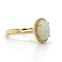 Load image into Gallery viewer, 18ct Yellow Gold, 1.21ct Opal &amp; Diamond Cluster Ring
