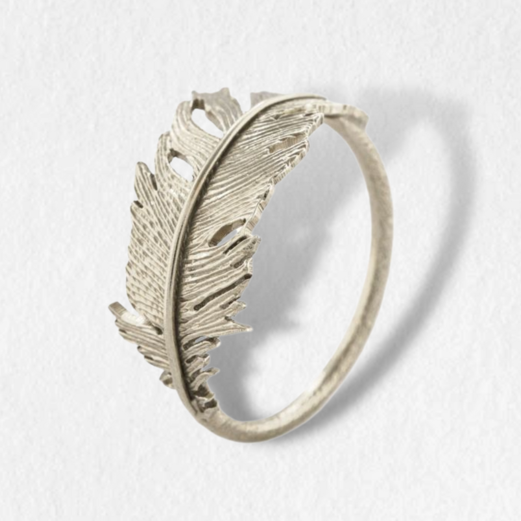 Wrapped Feather Ring, Silver