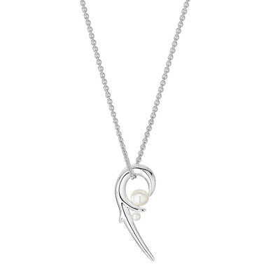 Hooked Pearl Pendant, Silver