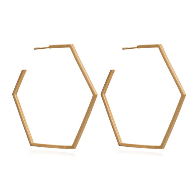 Hexagon Hoops Oversized, Gold