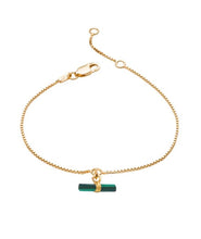 Load image into Gallery viewer, Mini Malachite T-Bar Bracelet, Gold
