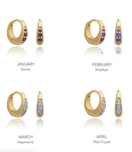 Load image into Gallery viewer, Birthstone Huggie Hoop Earrings, Gold
