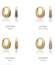 Load image into Gallery viewer, Birthstone Huggie Hoop Earrings, Gold
