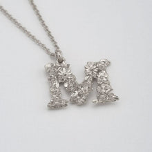 Load image into Gallery viewer, Floral Letter M Necklace, Silver
