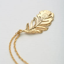 Load image into Gallery viewer, Peacock Feather Necklace, Gold
